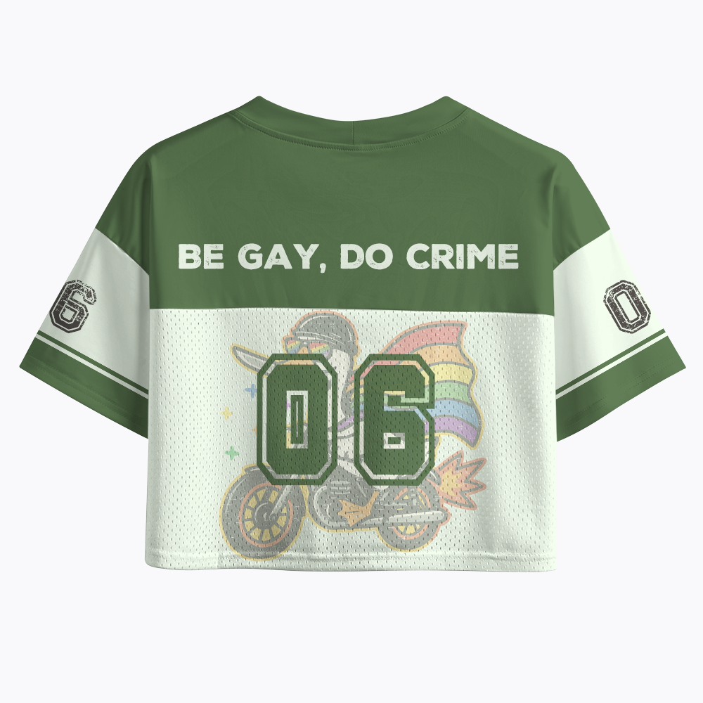 Be Gay Do Crime Goose Rainbow Pride LGBTQ Crop Sports Jersey