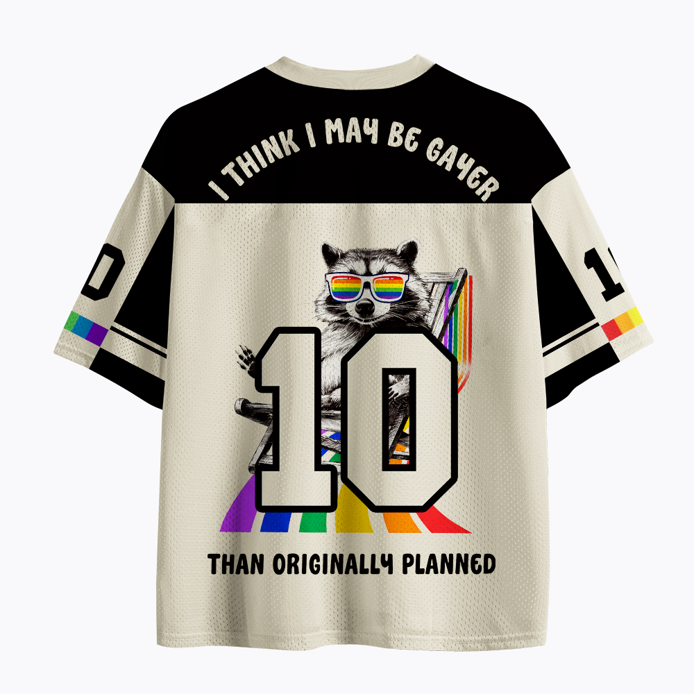 Funny Pride Raccoon, I Think I May Be Gayer Than Originally Planned Mesh Jersey