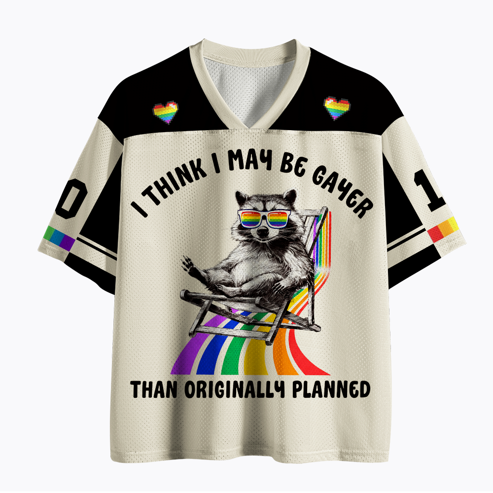 Funny Pride Raccoon, I Think I May Be Gayer Than Originally Planned Mesh Jersey