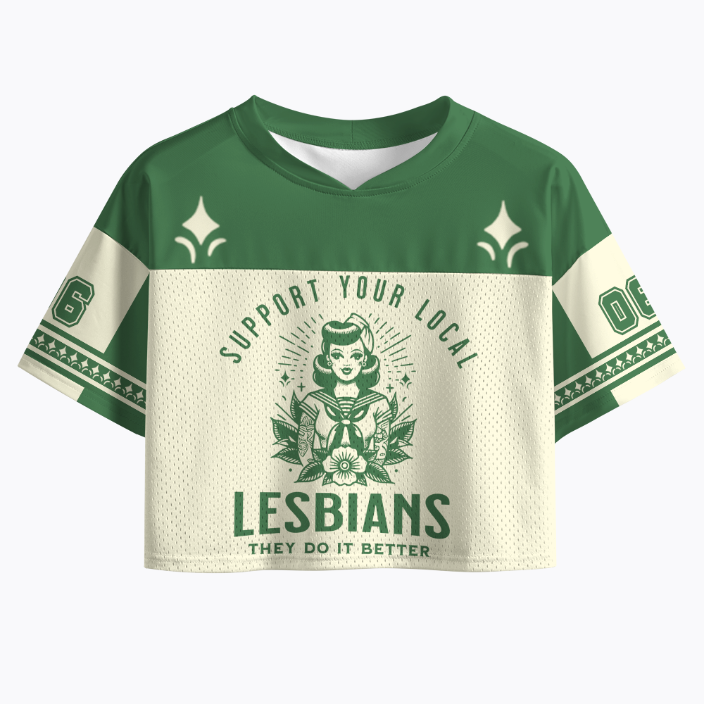 Support Your Local Lesbians Sapphic Crop Sports Jersey