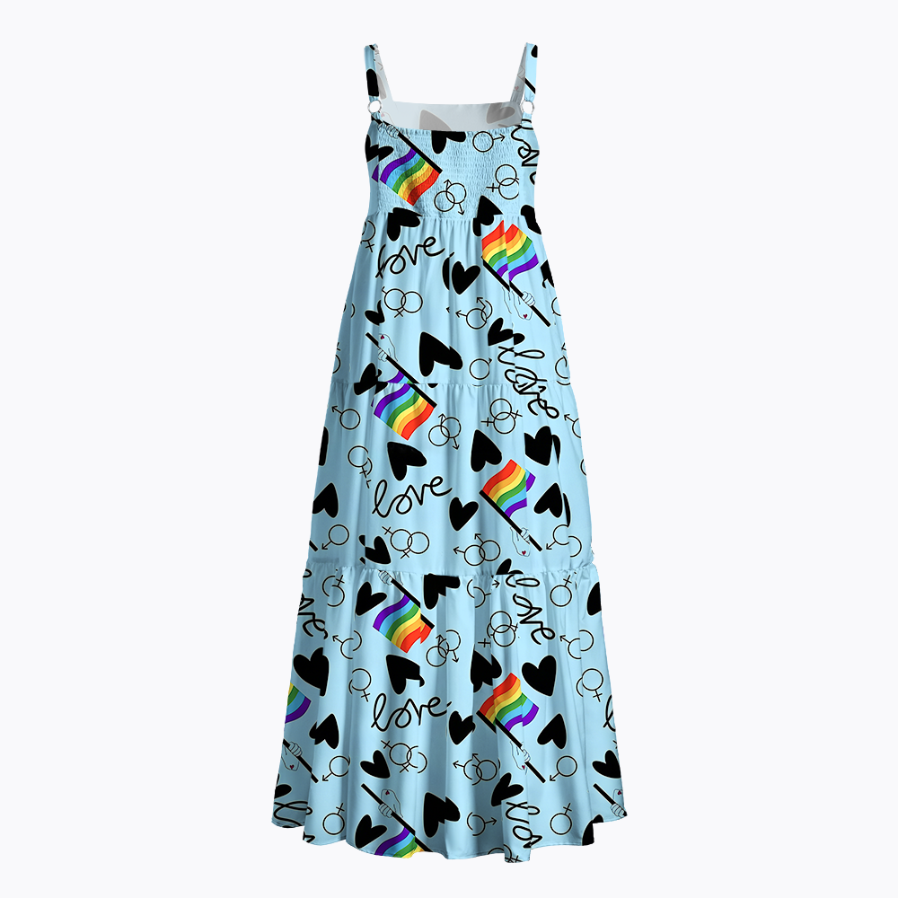 Rainbow Flag & Heart LGBTQ+ Maxi Dress