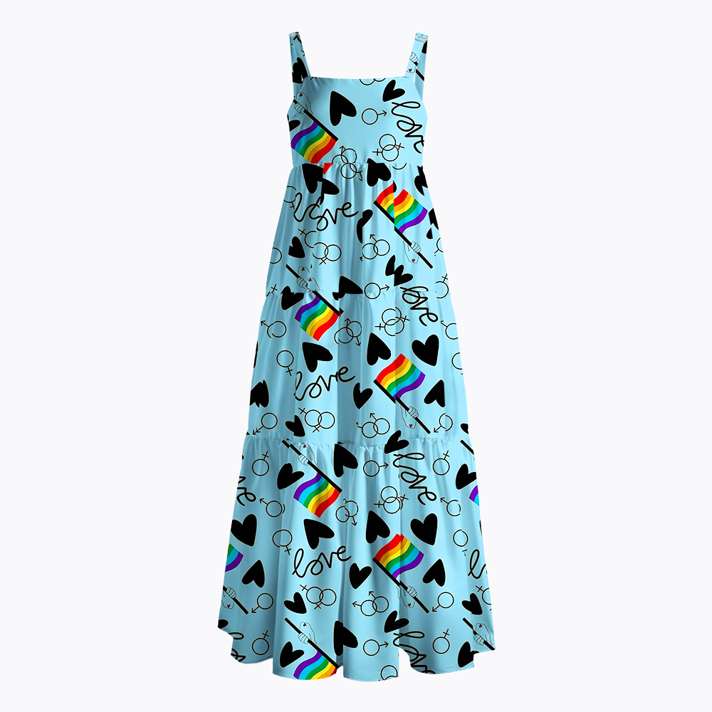 Rainbow Flag & Heart LGBTQ+ Maxi Dress