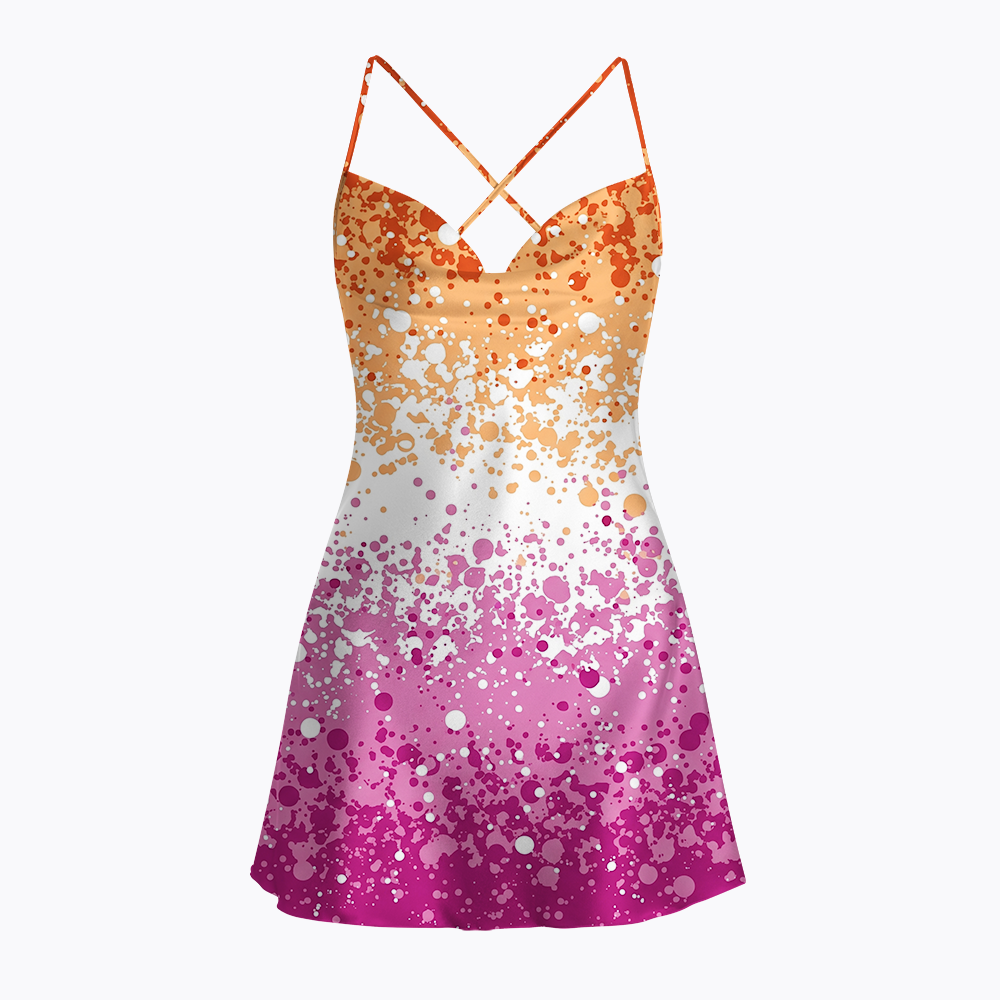 Lesbian Pride Inclusive LGBTQ+ Summer Satin Cross Back Mini Dresses