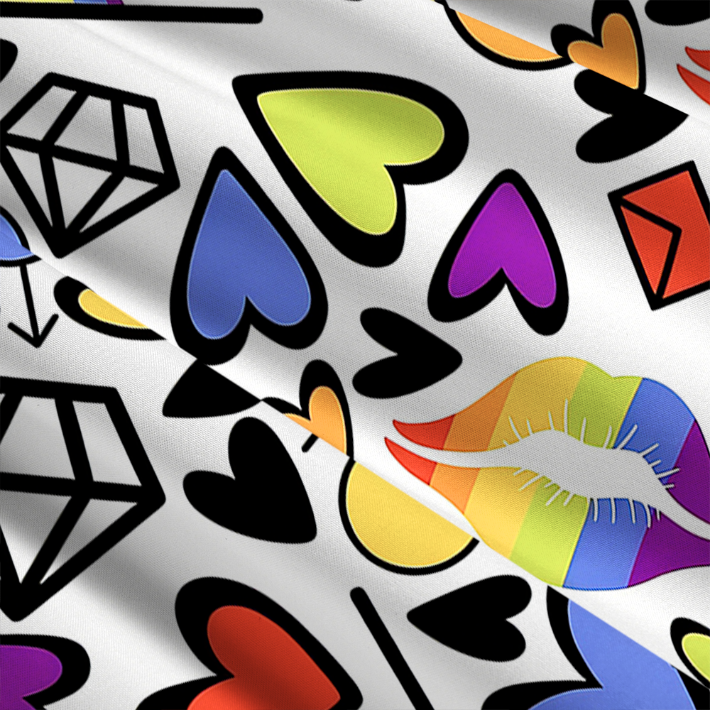 Rainbow Pride Love & Hearts Doodle Maxi Skirt