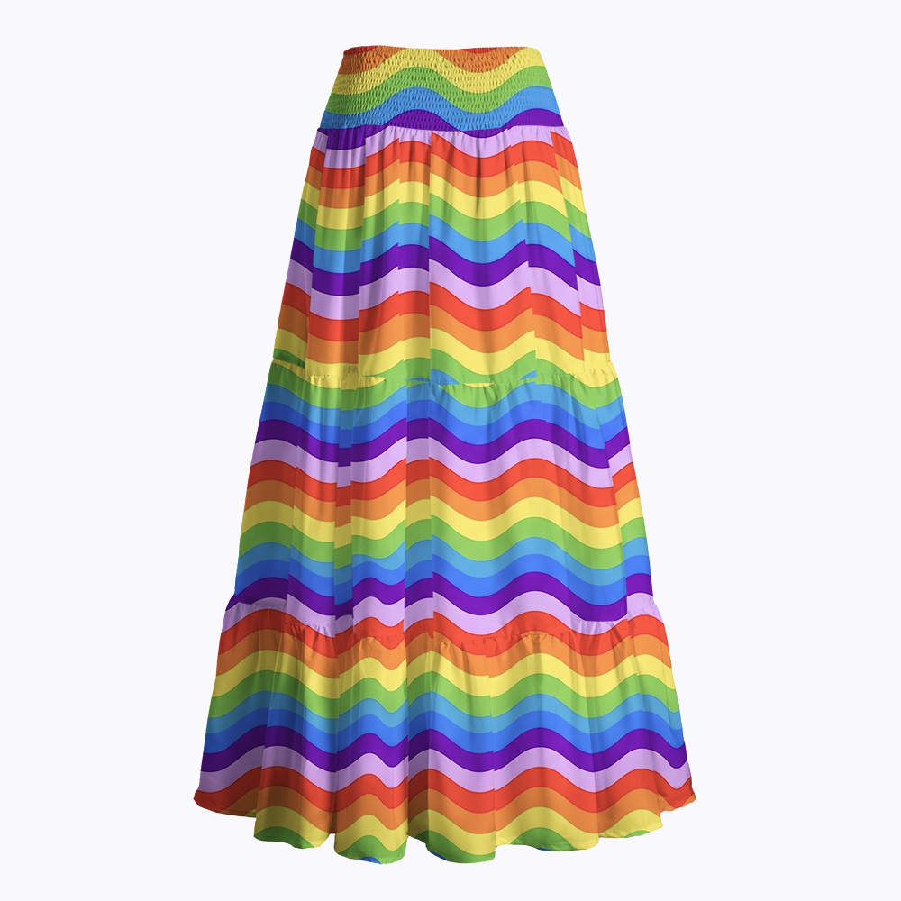 Rainbow Wave Maxi Skirt