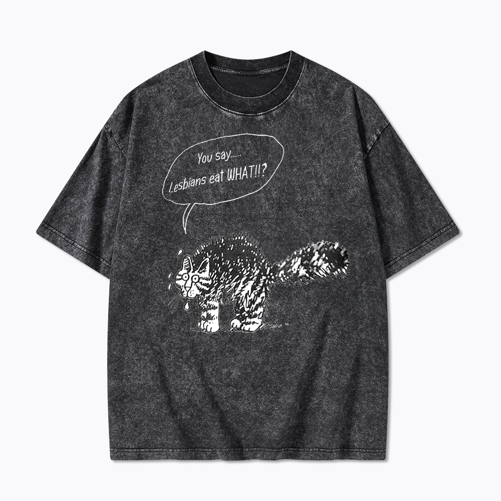 Cartoon Cat Washed T-Shirt