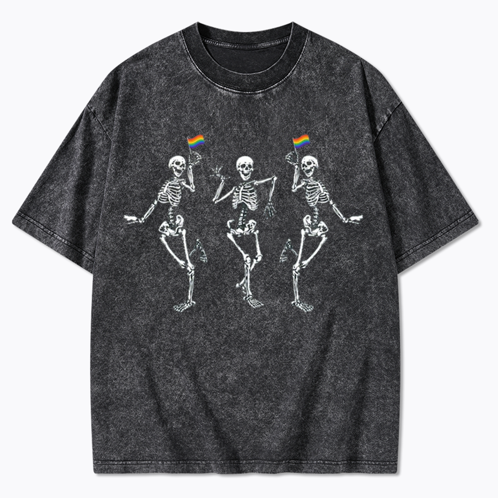 pride dancing skeleton Washed T-Shirt
