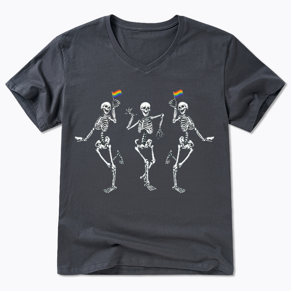 pride dancing skeleton V-Neck Classic T-Shirt