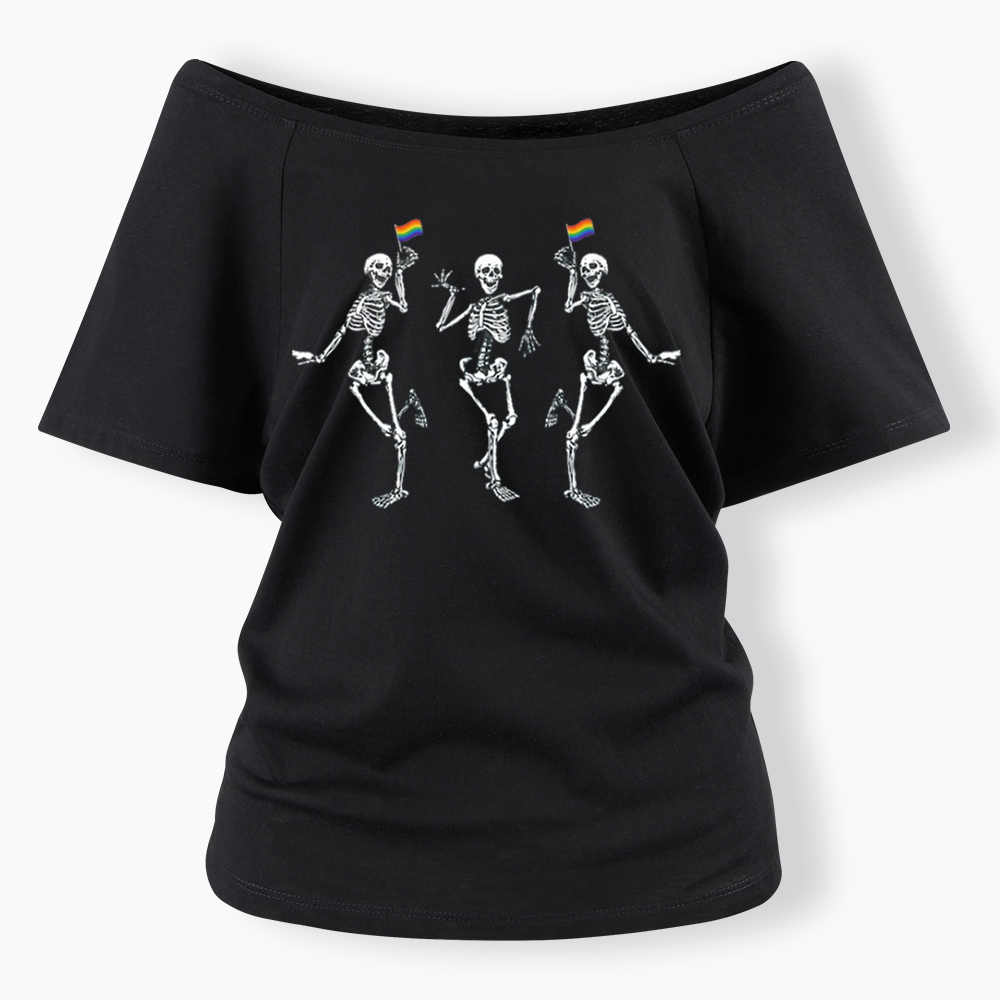 pride dancing skeleton Off Shoulder T-shirt