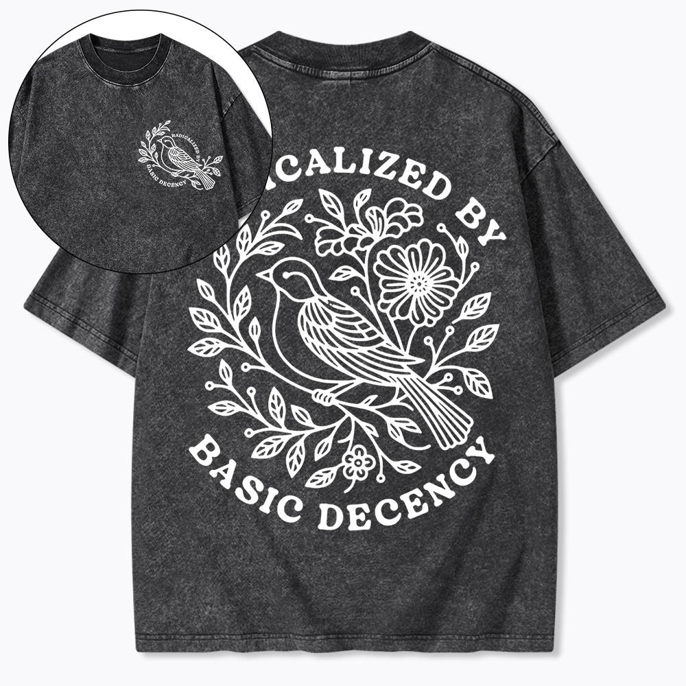 Radicalized By Basic Decency Floral Washed T-Shirt