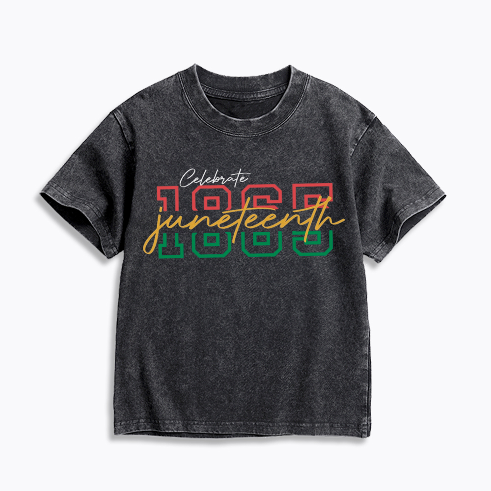 Celebrate 1865 Juneteenth Kids Washed T-Shirt