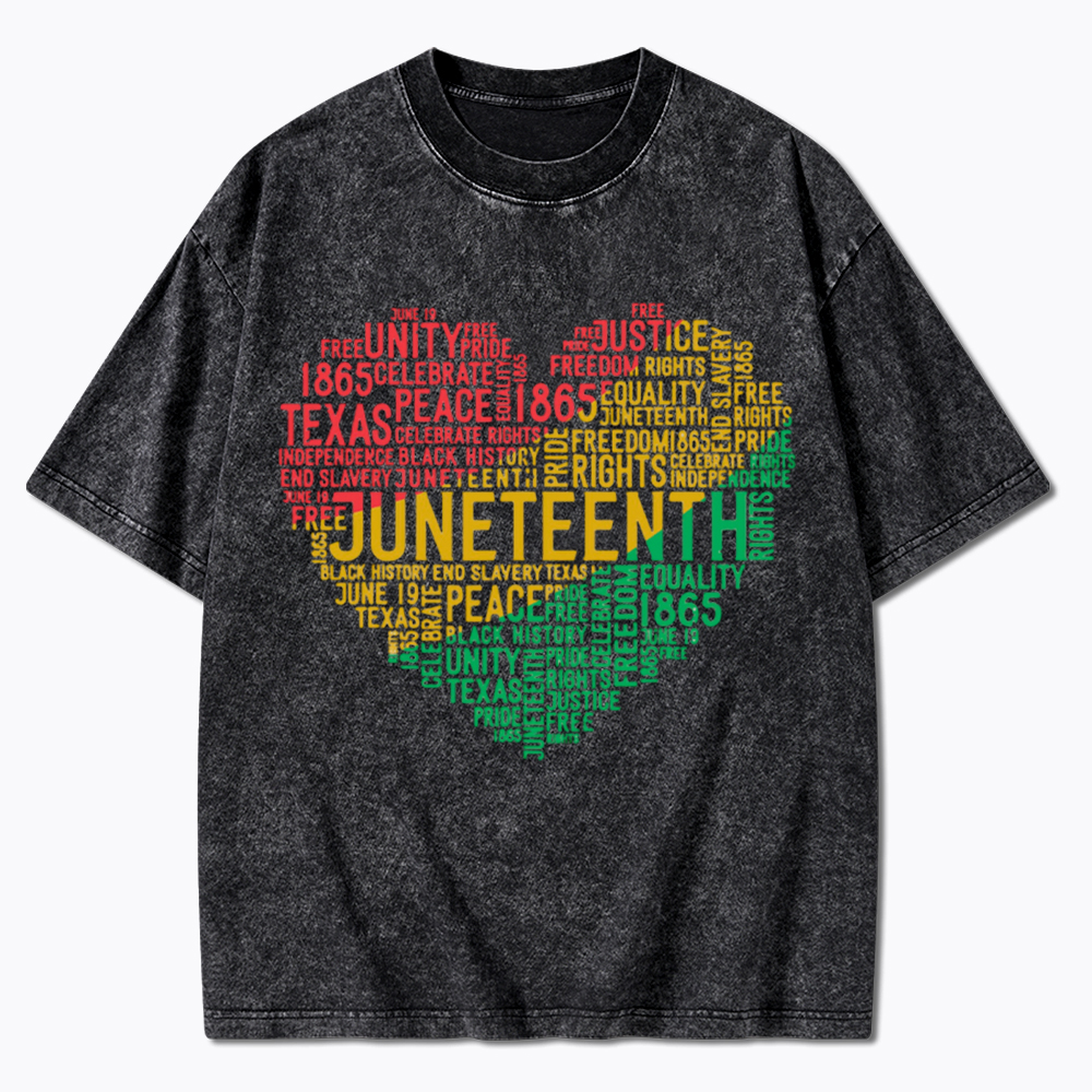 Juneteenth Heart Black History Washed T-Shirt