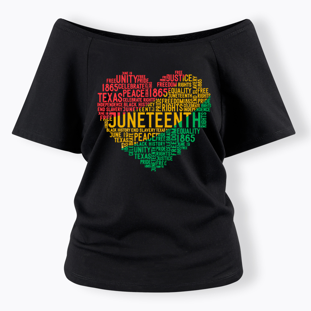 Juneteenth Heart Black History Off Shoulder T-shirt