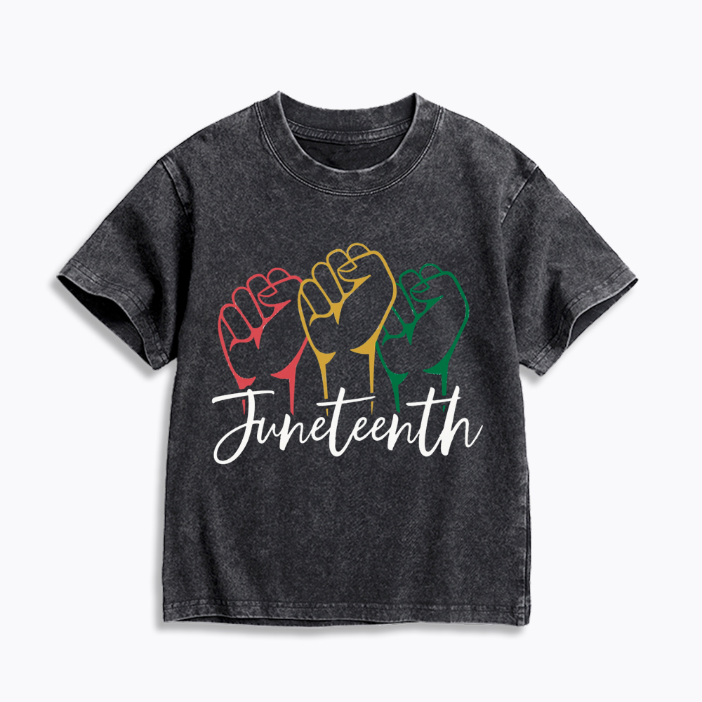 Juneteenth Black History Kids Washed T-Shirt