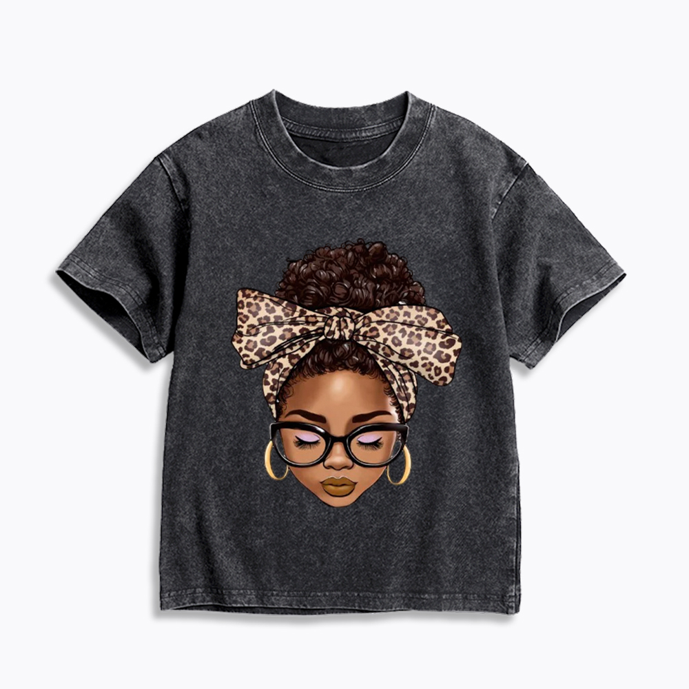 Black Woman Juneteenth Kids Washed T-Shirt