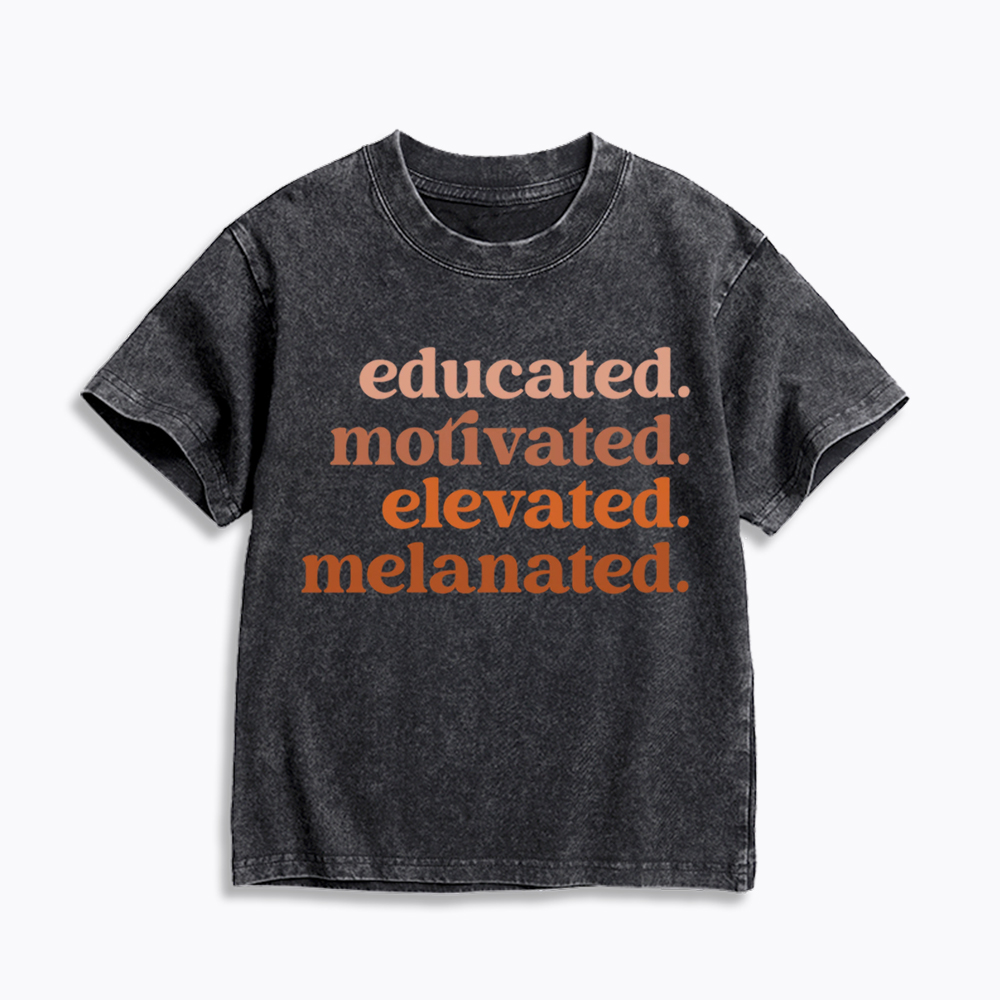 Educated Motivated Melanated Kids Washed T-Shirt