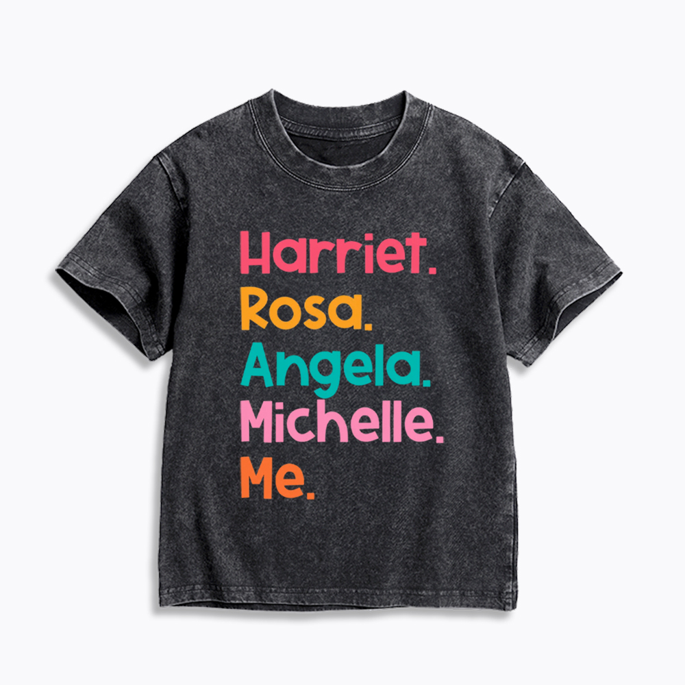 Women Leaders Harriet Rosa Angela Michelle Me Kids Washed T-Shirt