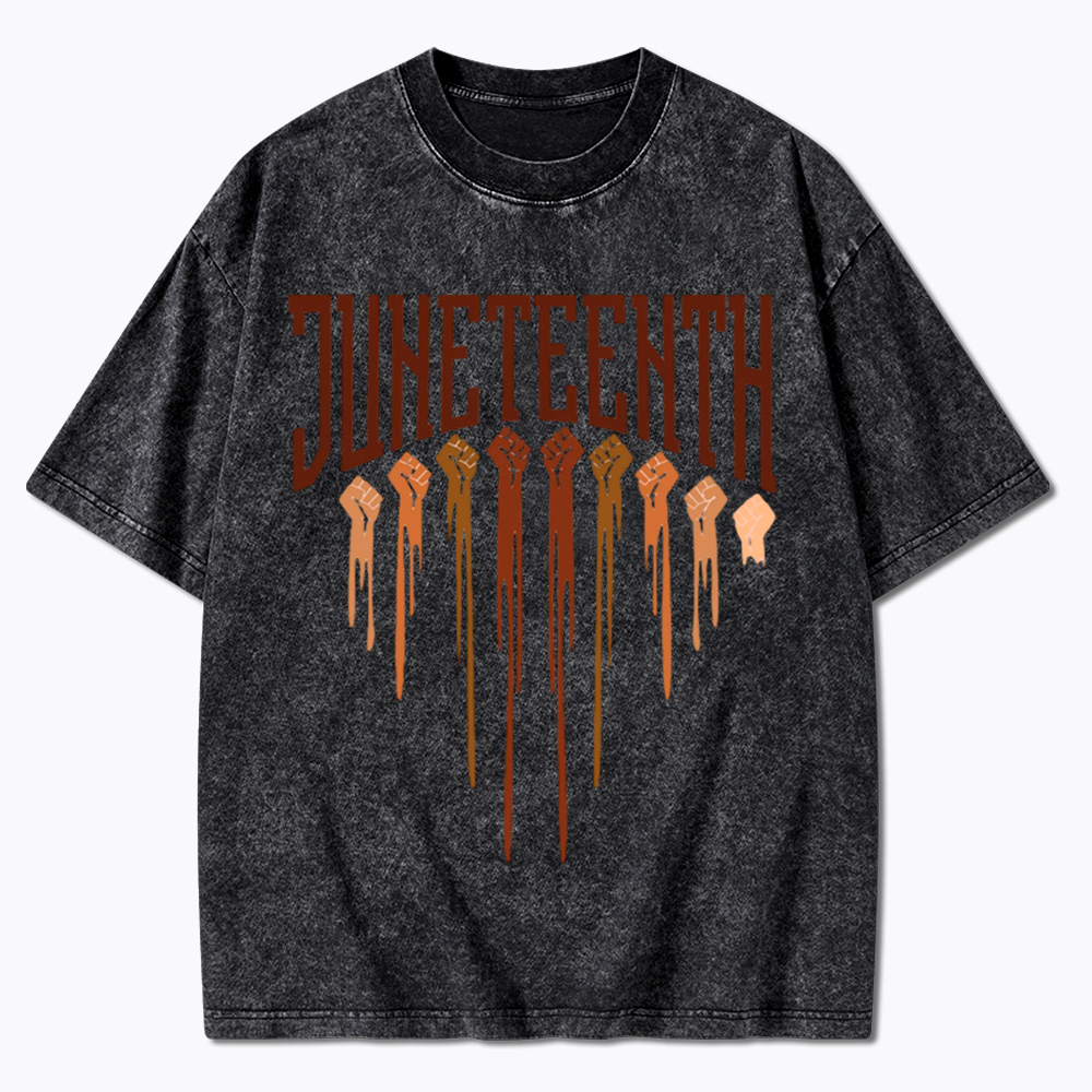Different Races Skin Juneteenth Washed T-Shirt