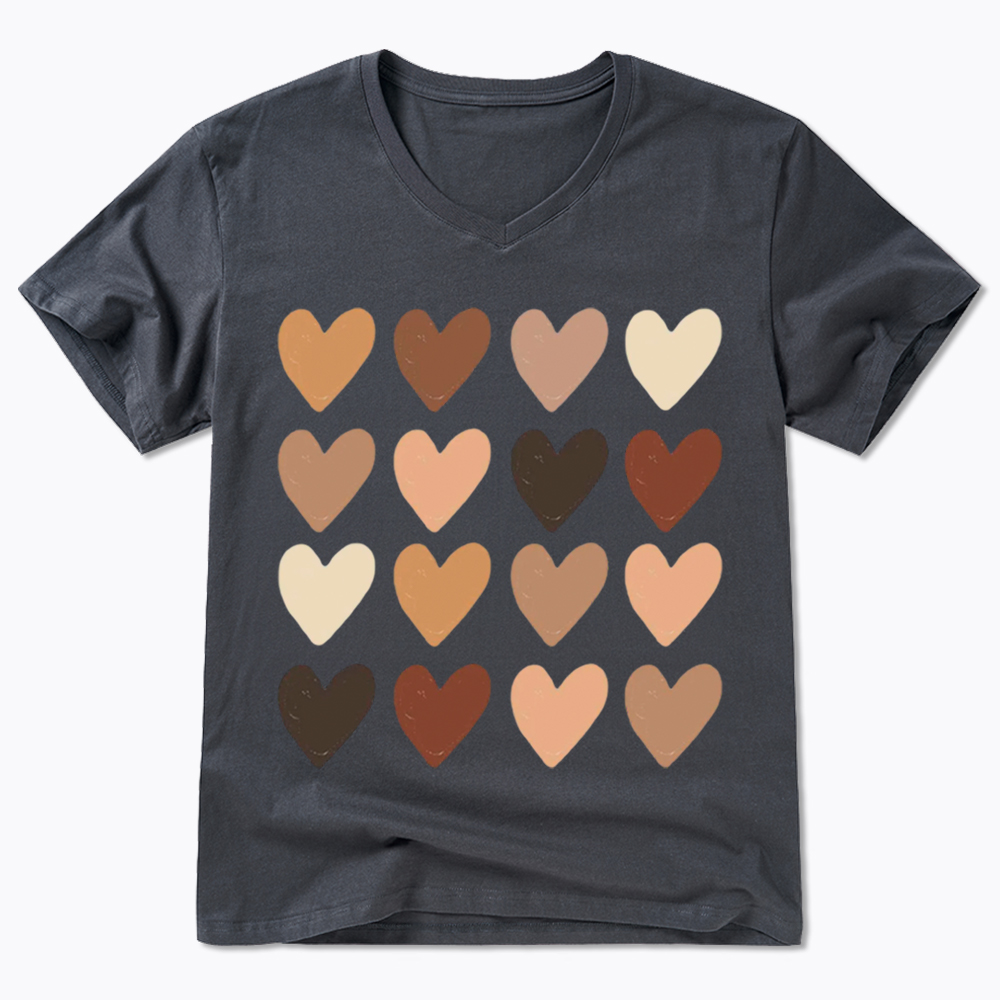 Skin Tone Hearts Racial Equality V-Neck Classic T-Shirt