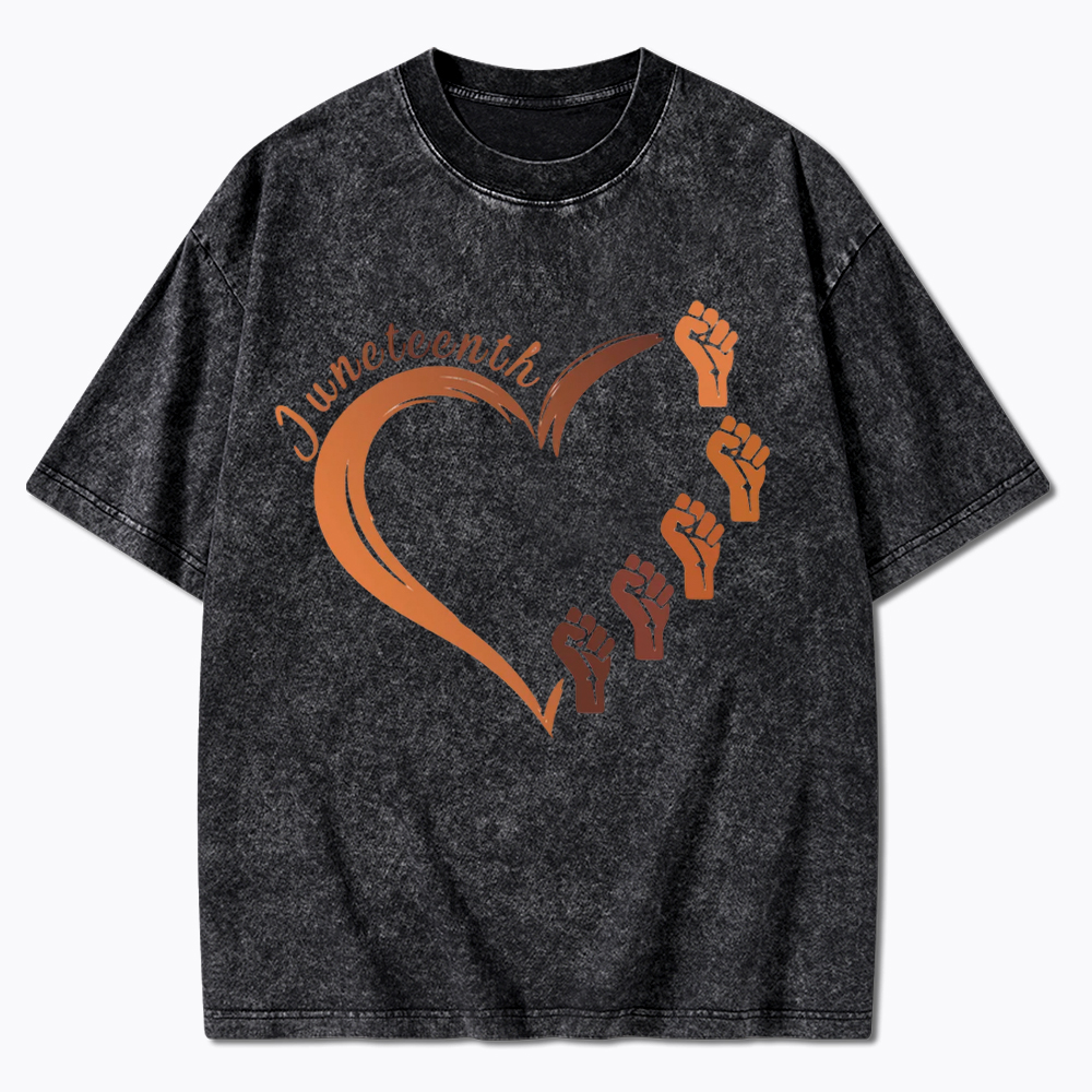 Juneteenth Heart Black Pride Washed T-Shirt