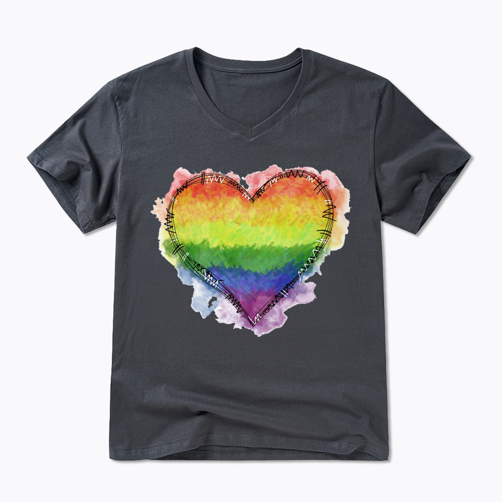 Rainbow Heart V-Neck Classic T-Shirt