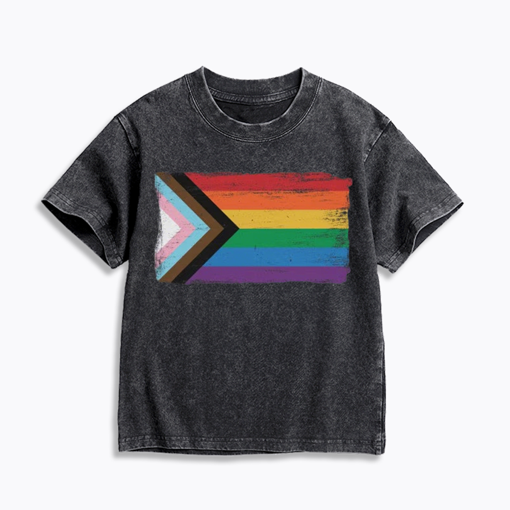Progress Pride Flag Kids Washed T-Shirt