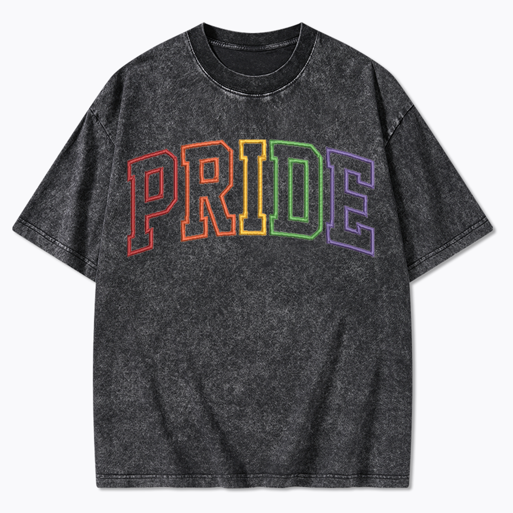 Embroidered Pride Washed T-Shirt