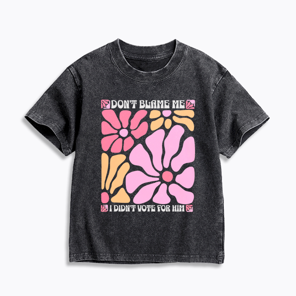 I Didn't Vote For Him Wildflowers Kids Washed T-Shirt