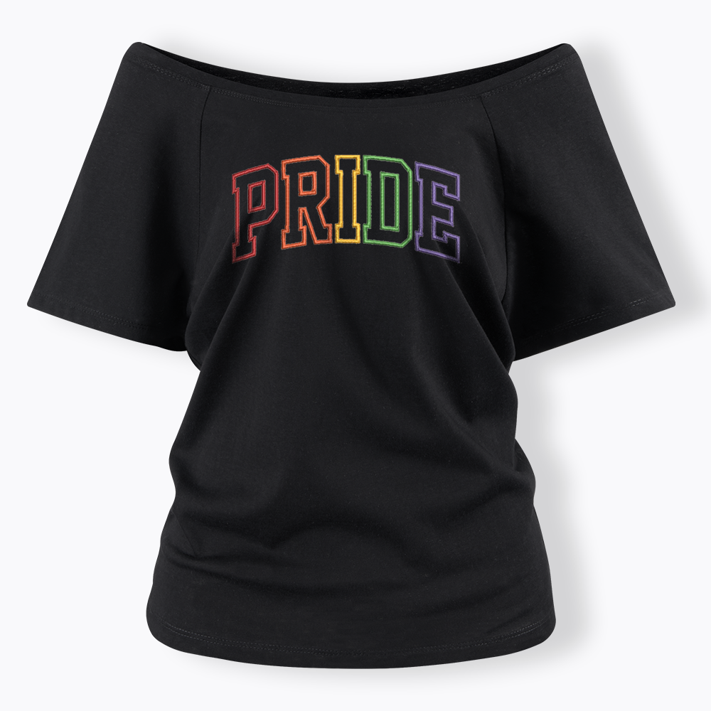 Embroidered Pride Off Shoulder T-shirt