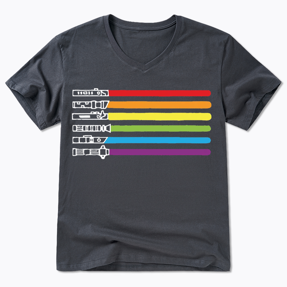 Rainbow Lightsaber V-Neck Classic T-Shirt