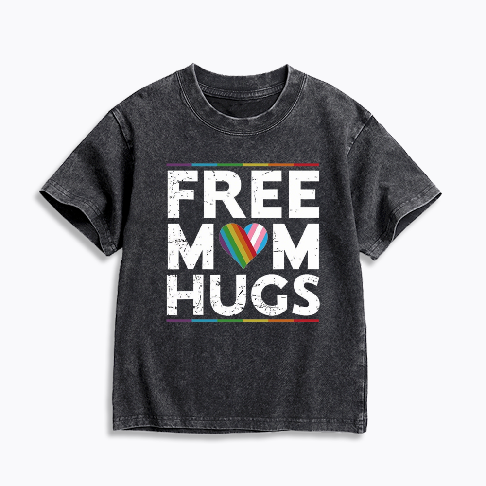 Free Mom Hugs Kids Washed T-Shirt 