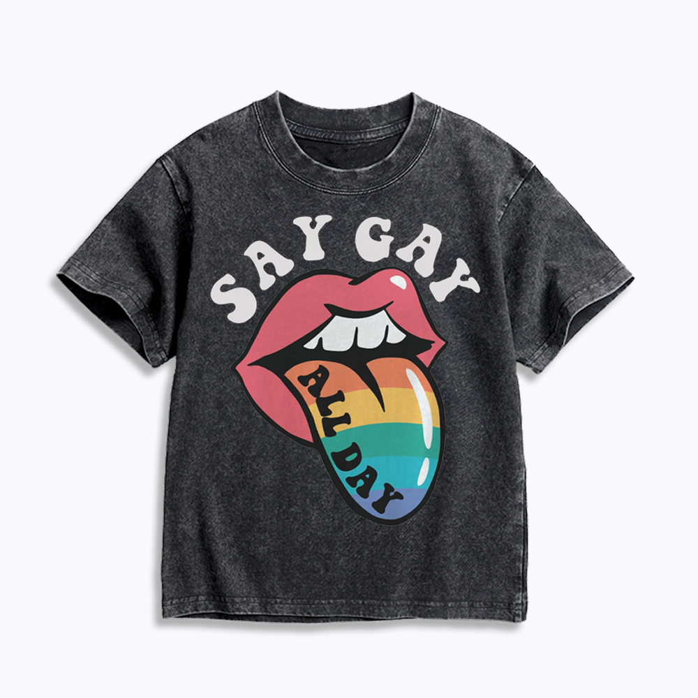 Cute Pride Kids Washed T-Shirt 