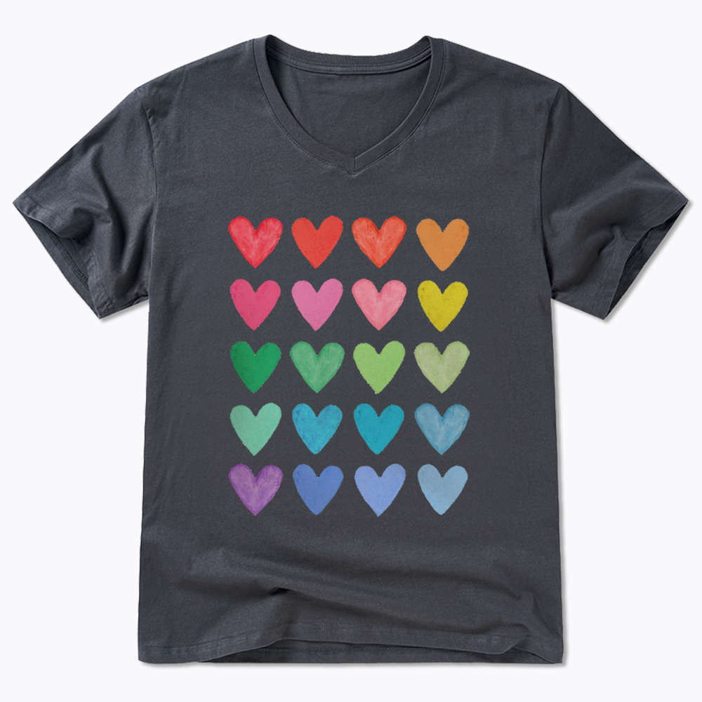 Rainbow Hearts V-Neck Classic T-Shirt
