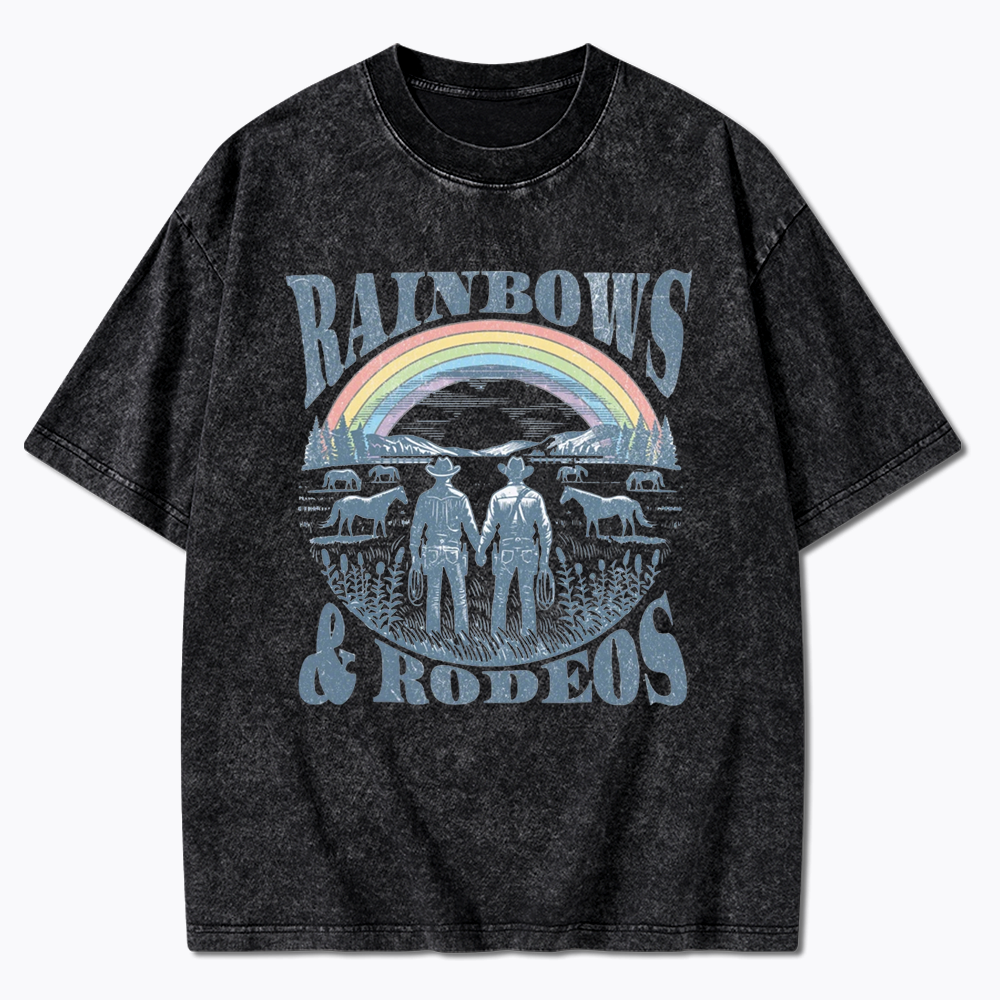 Rainbows Rodeo Washed T-Shirt