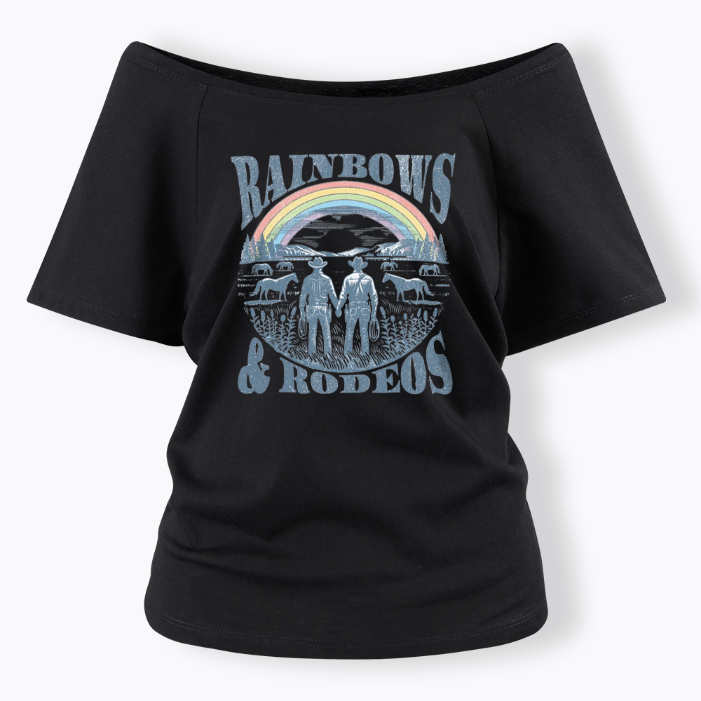 Rainbows Rodeo Off Shoulder T-shirt