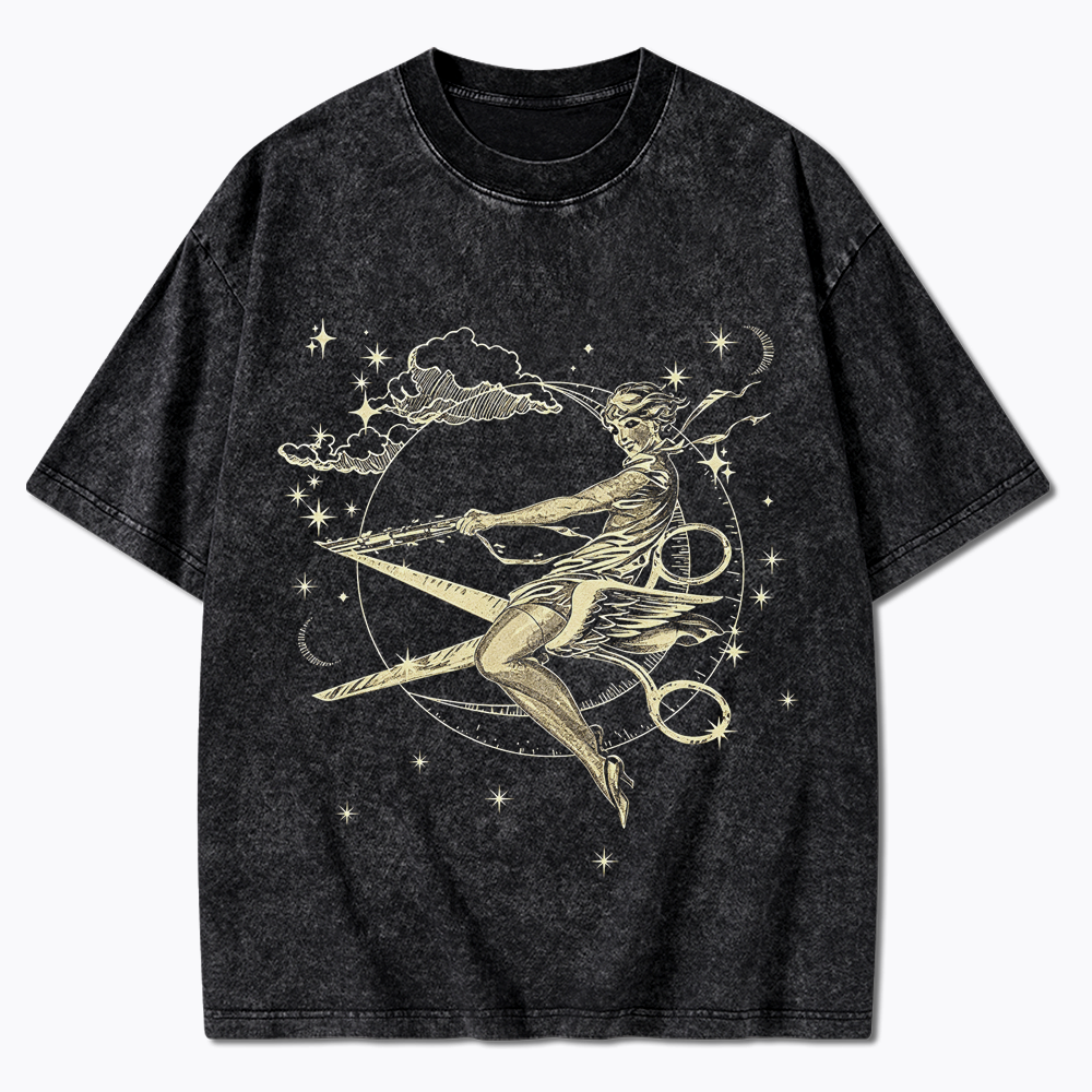 Scissors Witch Lesbian Washed T-Shirt