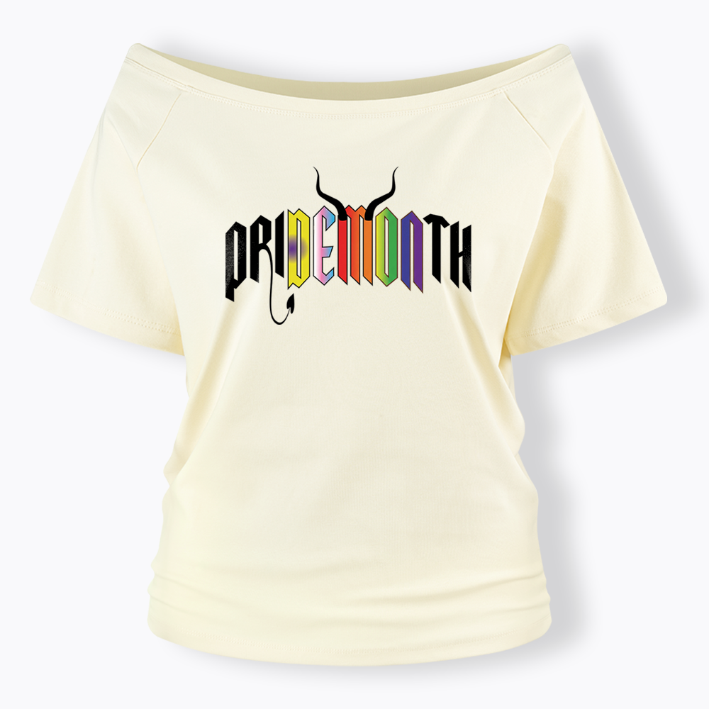 Pridemonth Demon Vibes Rainbow  Off Shoulder T-shirt