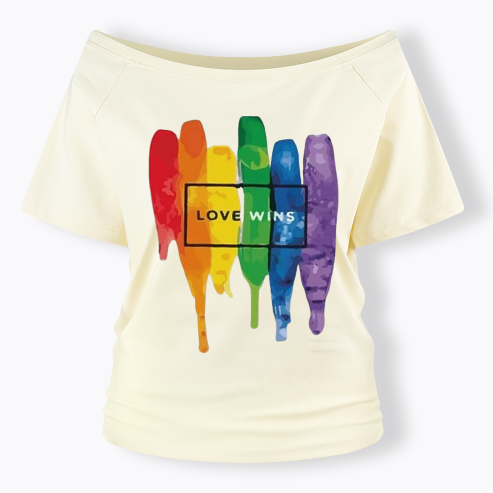 Love Wins Off Shoulder T-shirt