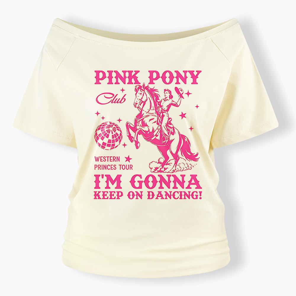 Pink Pony Club Off Shoulder T-shirt