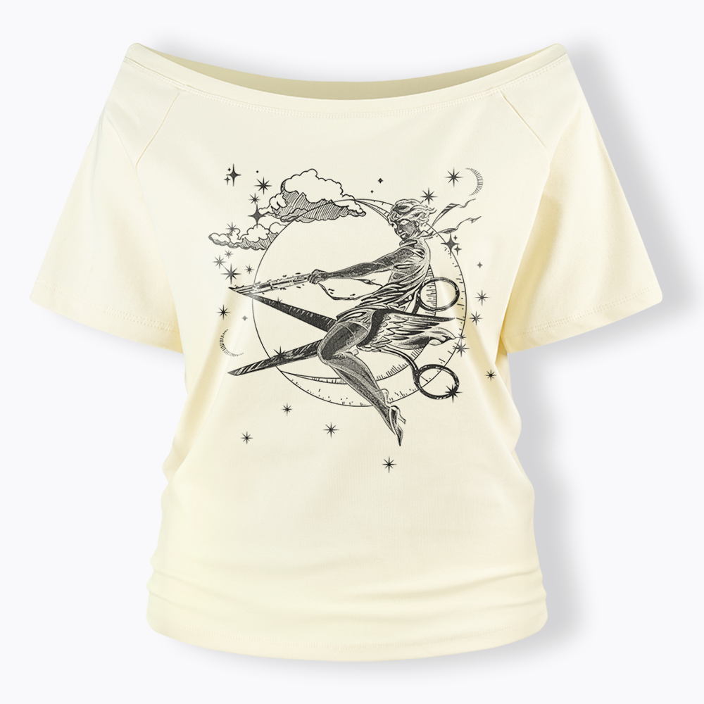 Scissors Witch Lesbian Off Shoulder T-shirt