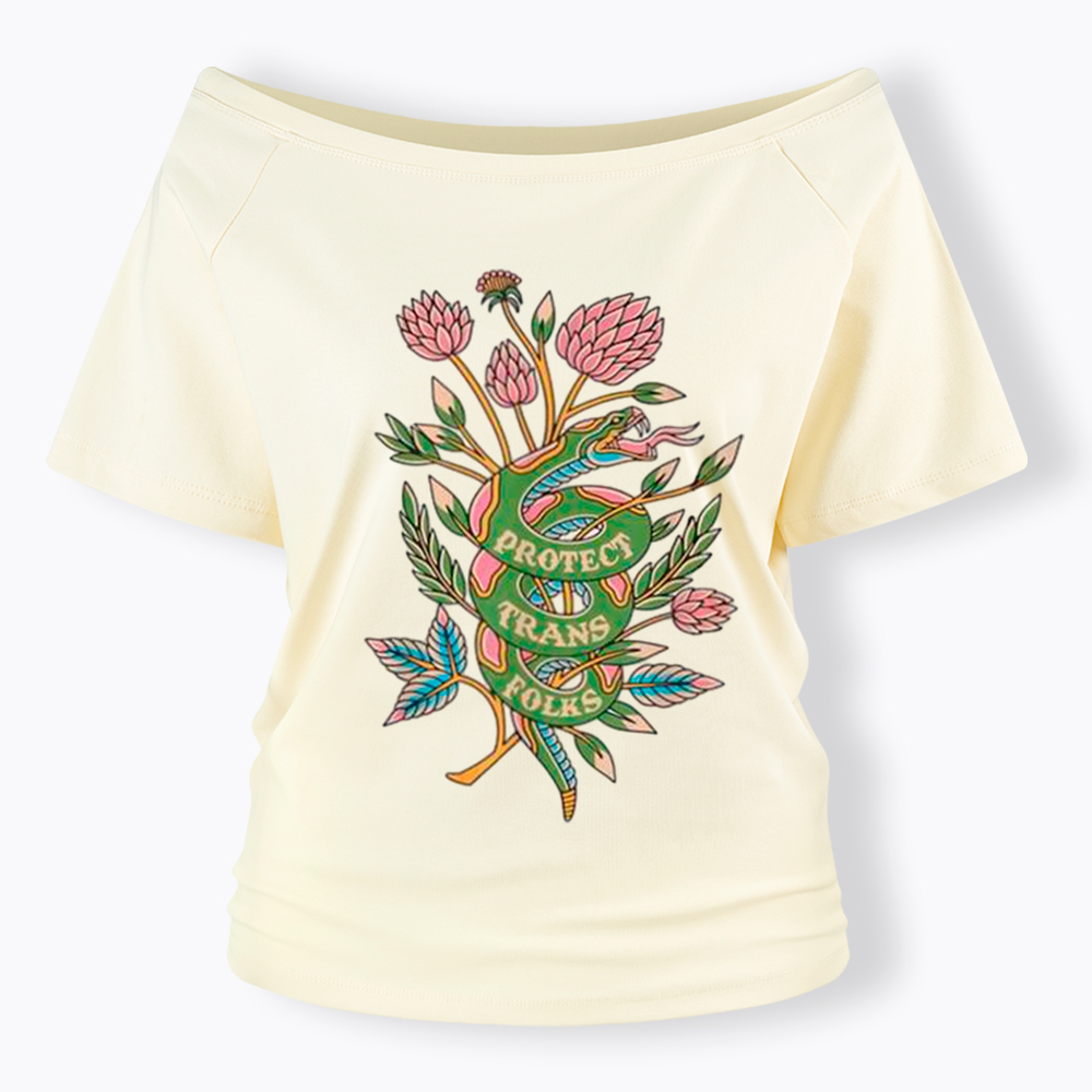 Protect Trans Folks Off Shoulder T-shirt