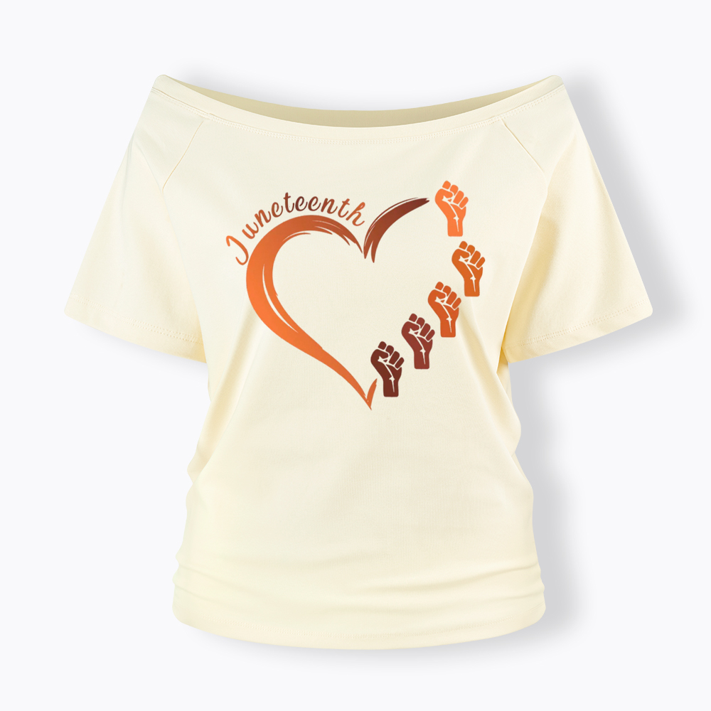 Juneteenth Heart Black Pride Off Shoulder T-shirt
