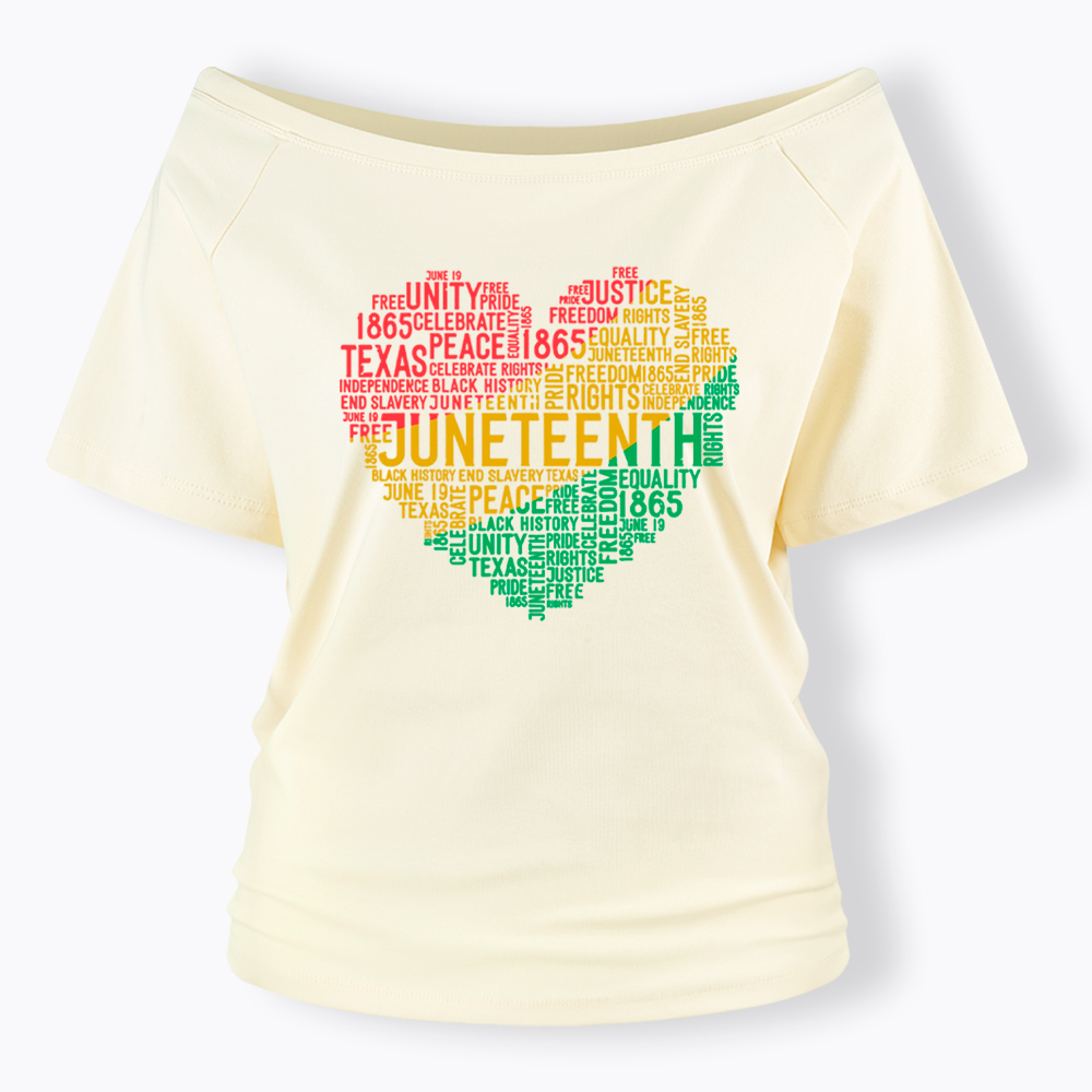 Juneteenth Heart Black History Off Shoulder T-shirt