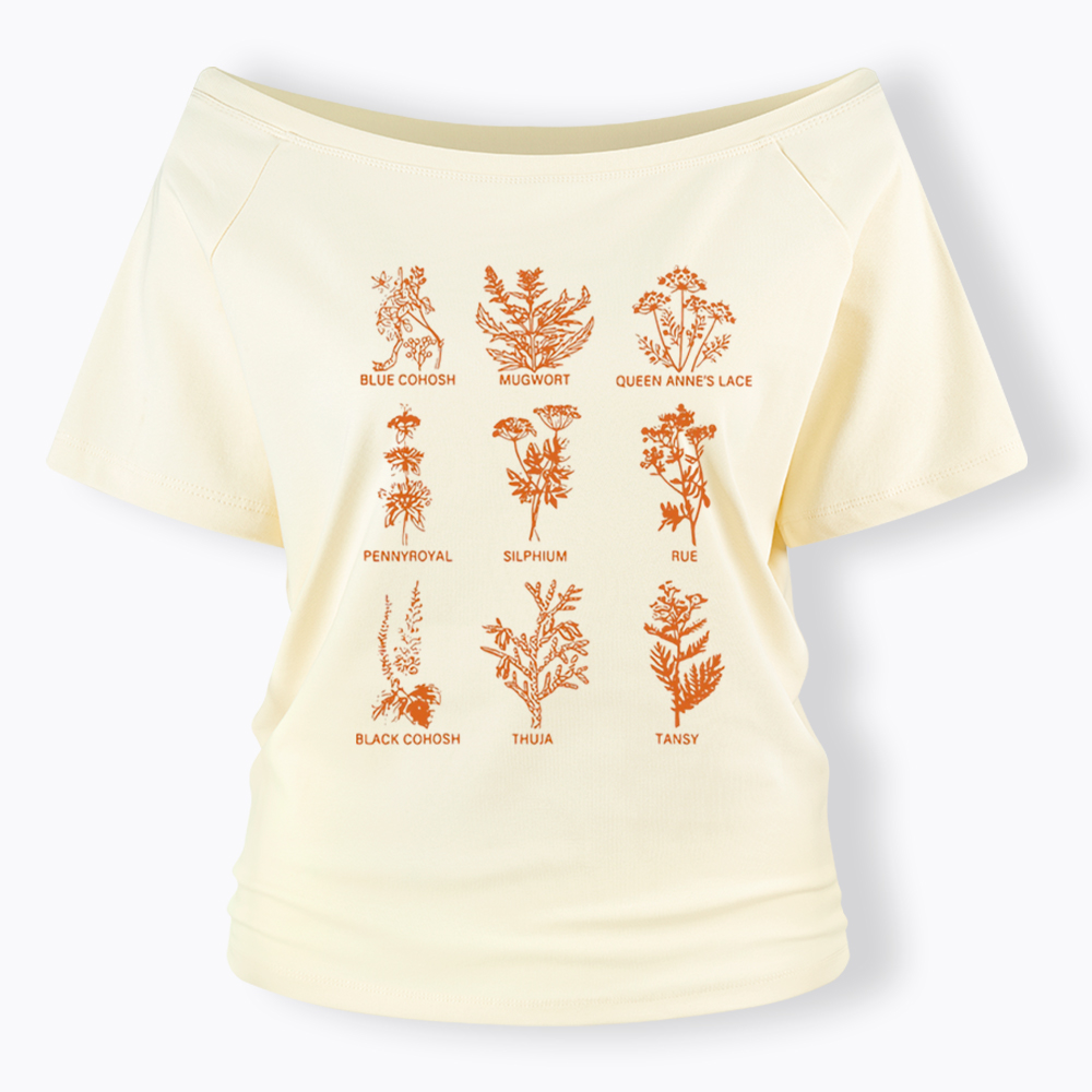 My Body My Choice Abortion Plant Herbs Off Shoulder T-shirt