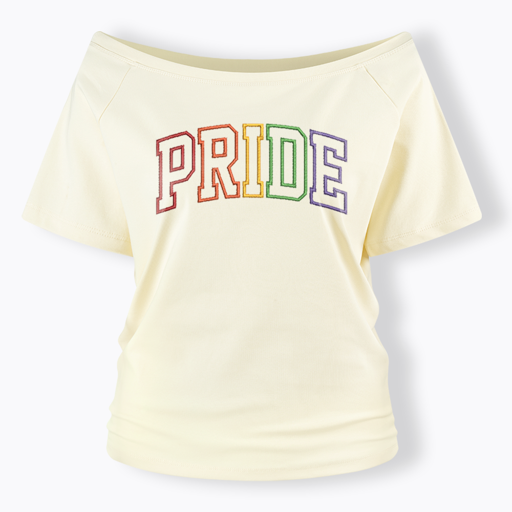 Embroidered Pride Off Shoulder T-shirt