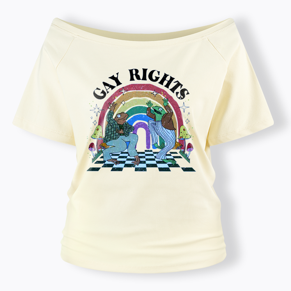 Pride Flag Off Shoulder T-shirt