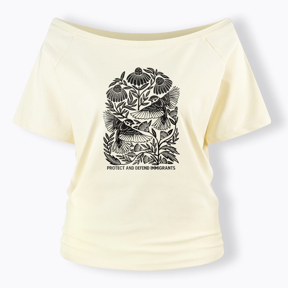 Protect and Defend Immigrants Off Shoulder T-shirts