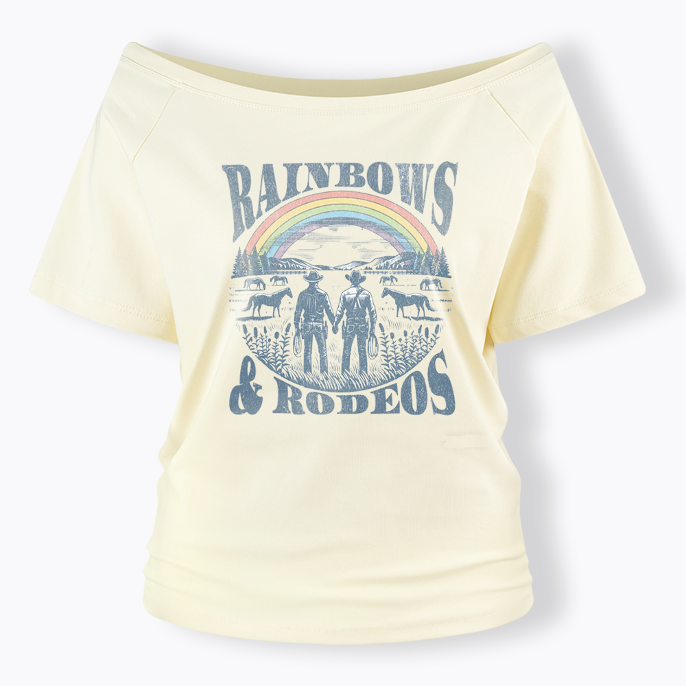 Rainbows Rodeo Off Shoulder T-shirt