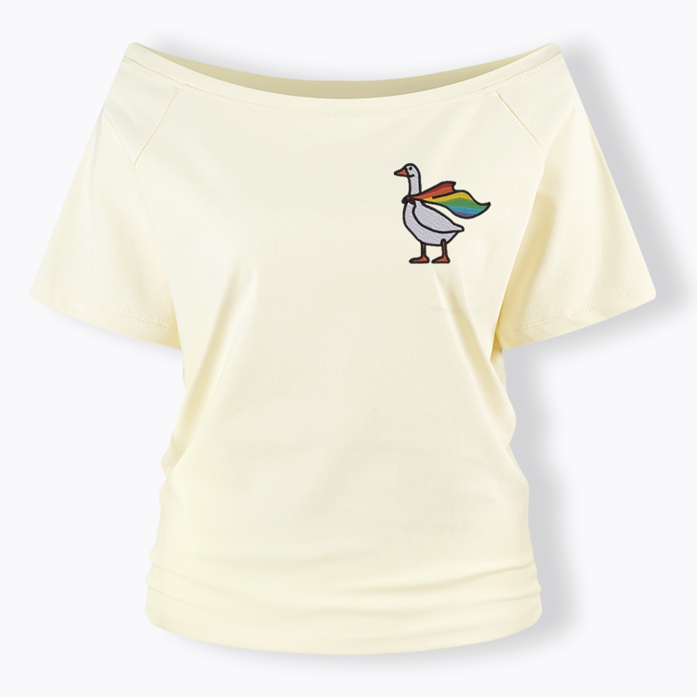 Rainbow Goose LGBTQ Off Shoulder T-shirt