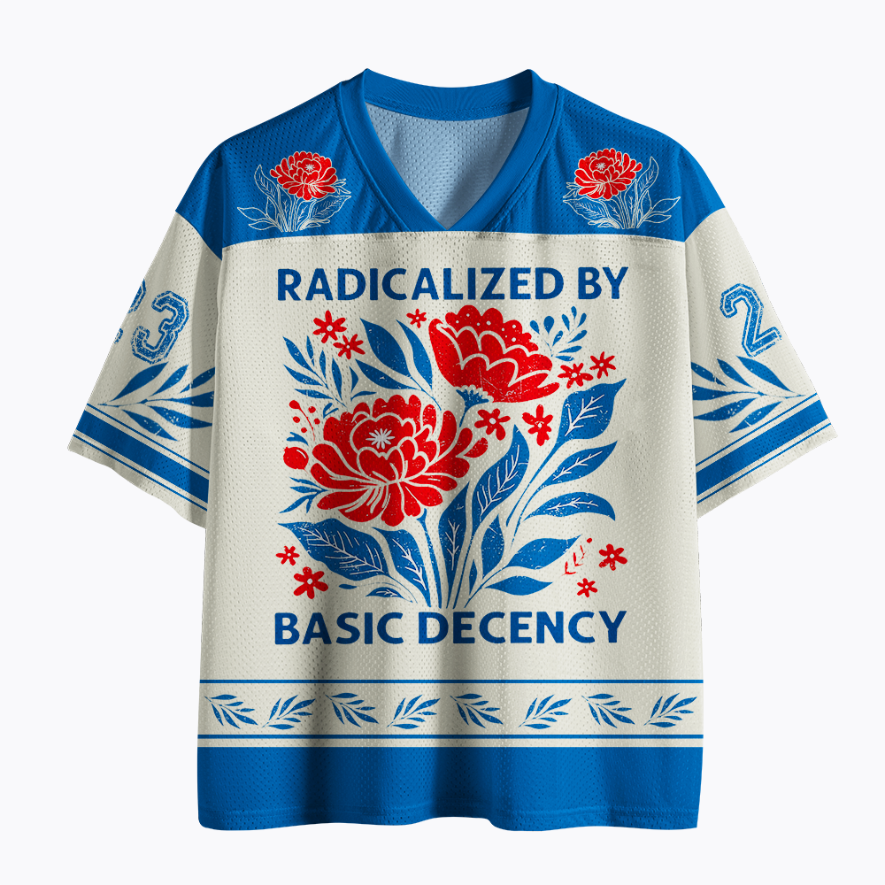Radicalized by Basic Decency, Floral Graphic Mesh Jersey